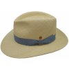 Klobouk Mayser Colmar luxusní panamský klobouk Fedora Bogart s světlemodrou stuhou ručně pletený UV faktor 80 Ekvádorská panama