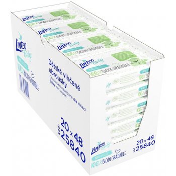 LINTEO BABY Vlhčené ubrousky 100% Biodegradable, 48 ks od 24 Kč - Heureka.cz