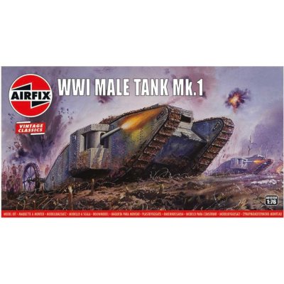 Airfix Classic Kit VINTAGE tank A01315V WWI Male Tank Mk.I 1:76 – Zboží Mobilmania