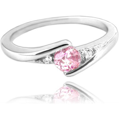 Minet JMAN0046PR47 Elegantní stříbrný prsten s růžovým zirkonem – Zboží Mobilmania