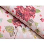 Dekorační látka Leona LN-118 Hortenzie a lilie na růžovém - šířka 140 cm – Sleviste.cz