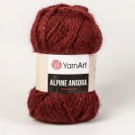 YarnArt pletací příze ALPINE ANGORA 341 bordó, efektní, efektní, 150g/150m