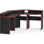 Vicco Stůl pro hraní Kron, 220 x 90 cm Rohový tvar, Červená/Černá – Zboží Mobilmania