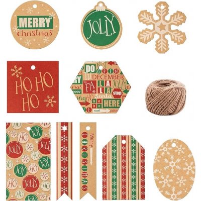 Vánoční dárkové jmenovky s jutovou šňůrou - 100 kusů – Zboží Dáma