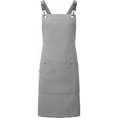 Premier Workwear Zástěra s laclem a kříženými popruhy klipy a přezkami Šedá 86 x 72 cm PW182 – Hledejceny.cz
