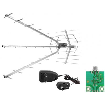 PS Anténa DVB-T AP-TRIA-UNI COMBO VHF / UHF MUX-8, polarizace vertikální (V) nebo horizontální (H) aktivní. – Zboží Mobilmania