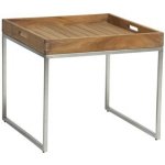 Nerezový stolek s odnímatelným podnosem, Stern, 50x50x45 cm, nerezová ocel, teak – Hledejceny.cz