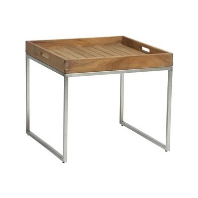 Nerezový stolek s odnímatelným podnosem, Stern, 50x50x45 cm, nerezová ocel, teak – Hledejceny.cz