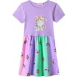 BAVLNĚNÉ DÍVČÍ ŠATY S KOČKOU NOVINKA Fialková – Hledejceny.cz