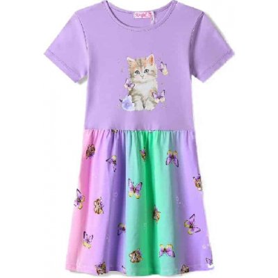 BAVLNĚNÉ DÍVČÍ ŠATY S KOČKOU NOVINKA Fialková – Hledejceny.cz