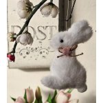 Bílý plyšový závěsný velikonoční králíček s kytičkou Magiccal 7*3*10 cm – Hledejceny.cz