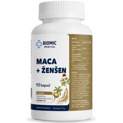 BIOMIC MEDICAL Maca 600 mg + Ženšen 100 mg 90 kapslí – Hledejceny.cz