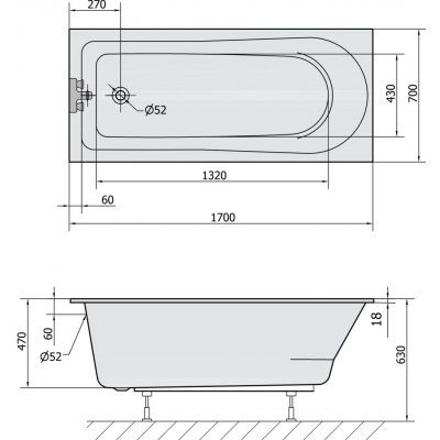 Polysan LISA SLIM 170 x 70 cm 87111S – Zboží Mobilmania