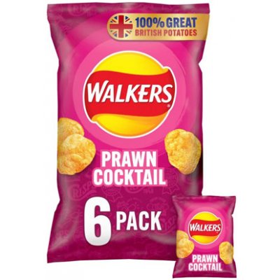 Walkers chipsy s příchutí krevetového koktejlu 6 x 25 g – Sleviste.cz