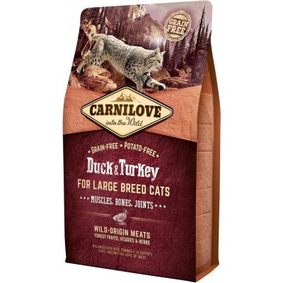 Carnilove Duck & Turkey for Large Breed Cats Muscles Bones Joints 2 kg