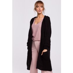 M512 Open knit longline cardigan with a shash black