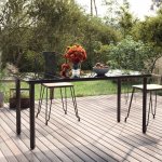 OMAXI 178927 Zahradní jídelní stůl černý 160x80x74 cm ocel a tvrzené sklo – Hledejceny.cz