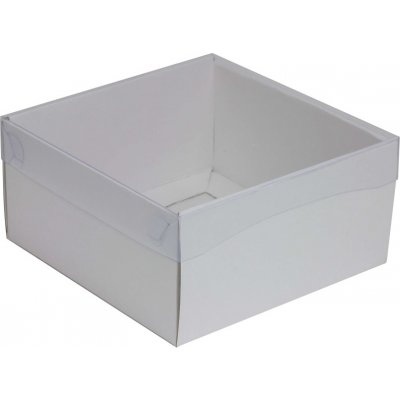 Dárková krabička s průhledným víkem 200x200x100/35 mm, bílá – Zboží Mobilmania
