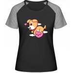 MyMate Prodloužené Triko MY120 Design se srdíčkem a psem Black / Heather Black – Sleviste.cz