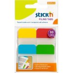 Záložka samolepicí Stick'n Hopax, 38x25 mm, plastová, extra pevná, základní barvy, 4x20 ks – Hledejceny.cz