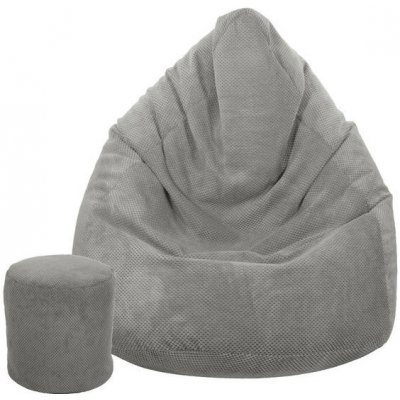 TopKing Sedací vak XXXXL 125 cm + podnožník XL 35 cm PLYŠ Šedá – Zboží Dáma