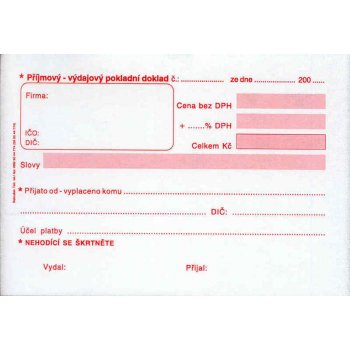 Baloušek Tisk PT060 universální příjmový, výdajový pokladní doklad, A6 ,samopropisovací