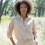 Košile ze směsi bavlny a lnu písková – Zboží Mobilmania