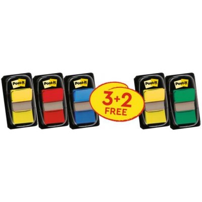 3M POSTIT Štítek, plastový, 3+2x50 listů, 25x43 mm, 3M POST-IT, smíšený 7100227432 – Hledejceny.cz
