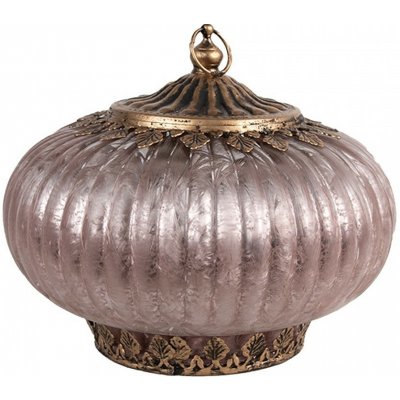 Clayre & Eef Růžová skleněná svítící LED lucerna Balli - Ø 17*14 cm – Hledejceny.cz
