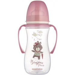 Canpol Babies EasyStart láhev proti kolice s úchyty Bonjour Paris růžová 300ml