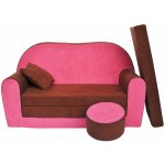 Fimex Dětská rozkládací pohovka + taburet růžová / hnědá – Zboží Dáma