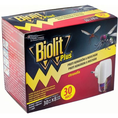 Biolit Plus Elektrický odpařovač s vůní citronelly proti komárům a mouchám 30 nocí strojek + náplň 31 ml – Hledejceny.cz