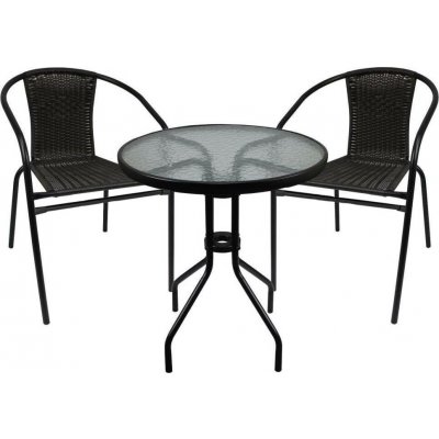 Crossheim C25001 Zahradní balkónový set 2+1 Miami Rattan PE černý – Sleviste.cz