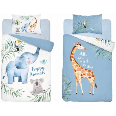 Detexpol povlečení Zvířátka modré 100 x 135 cm 40 x 60 cm – Zboží Dáma