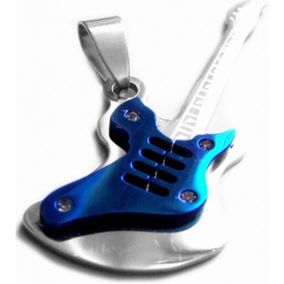Steel Jewelry Přívěsek modrá kytara z chirurgické oceli PR090266