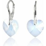 Swarovski Elements Heart krystal stříbrné náušnice visací bílé srdce srdíčka 31125.1 Crystal bílá čirá křišťálová – Zboží Mobilmania