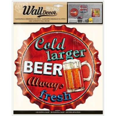 Wall decor Retro Cold larger BEER - samolepící dekorace 30,5x38 cm – Zboží Mobilmania