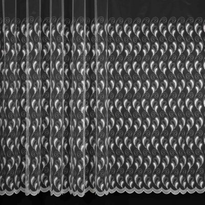 Berk tylová záclona 45367, vyšívané pnoucí lístky, s bordurou, bílá, výška 100cm ( v metráži) – Zboží Mobilmania