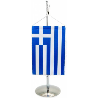 Vlajky Řecká vlajka 11×16 cm na stojánku (zavěšení) - kovový, chromovaný, LUX – Zbozi.Blesk.cz