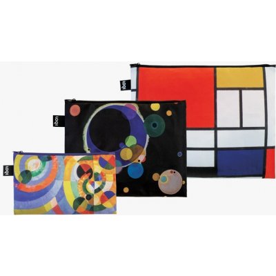 LOQI 3 taštičky: Mondrian, Kandinsky, Delaunay Zip Pockets