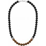 Manoki Pánský korálkový náhrdelník lávový kámen, tygří oko X-NH1361/50 Hnědá – Zboží Dáma