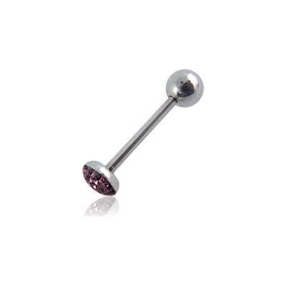 Šperky4U piercing do jazyka s krystaly PJ01013-A