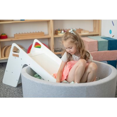 KiddyMoon Dřevěná skluzavka a židlička 2v1 SC-002 bílá – Hledejceny.cz