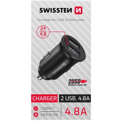 Swissten 4.8A Dual Port Car Charger 20115000BOX – Hledejceny.cz