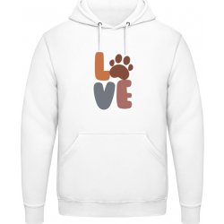 AWDis Hoodie Mikina Nápis LOVE s tlapkou Arktická bílá