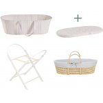 Ahojbaby sada Mojžíšův košík pro miminko Paper Dream se skládacím stojanem White, šedým potahem – Hledejceny.cz