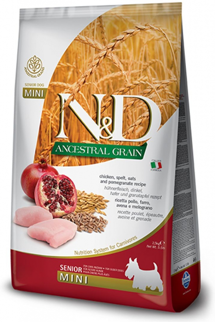 N&D Ancestral Grain Dog Senior Mini Chicken & Pomegranate 2,5 kg