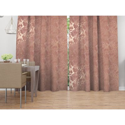 Biante Sametový závěs Isabela IBL-024 Zlatý/kouřový mramor na starorůžovém - šířka 270 cm 270x210 cm – Hledejceny.cz