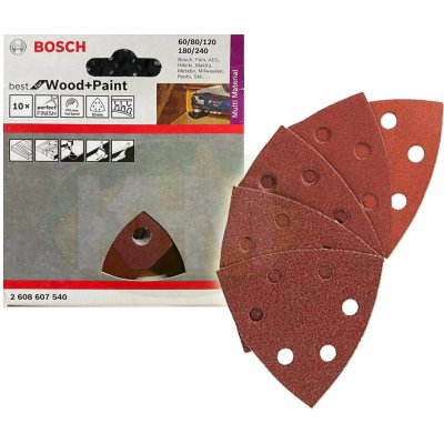 10-dílná sada brusných papírů Bosch F460 Best for Wood and Paint - 93 mm MIX: 60 / 80 / 120 / 180 / 240 pro Multifunkční nářadí - oscilační brusku Bosch, Makita, Metabo, Skil, Casals ad. nářadí atd. – Zboží Mobilmania