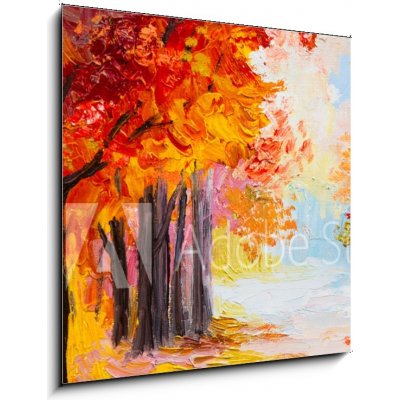 Obraz 1D - 50 x 50 cm - Oil painting landscape - colorful autumn forest Olejomalba krajina